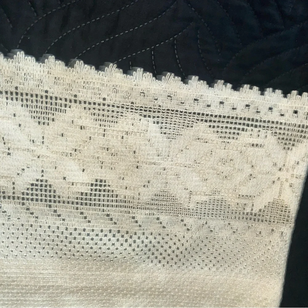 Vintage Lace Open Crochet Cream Farmhouse Delicate 50” Window Valance Curtain
